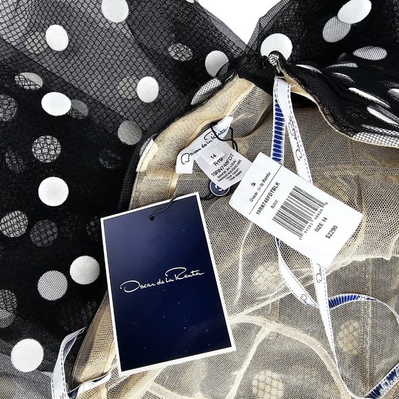 [Sold] OSCAR DE LA RENTA Polka-Dot Tulle Bustier Asymmetric Top | US 14 - Picture 7 of 9
